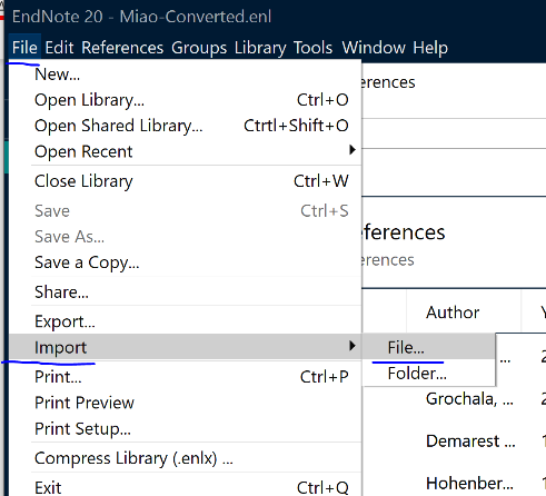 Importing a file into EndNote